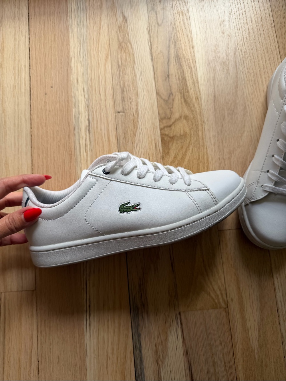 Lacoste White Sneakers with Green Crocodile Accent - Picture 4 of 8
